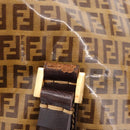 FENDI Zucchino Canvas Boston Tasche beschichtetes Canvas Beige Gold Auth gh2058-10