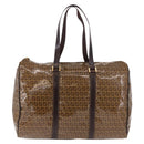 FENDI Zucchino Canvas Boston Tasche beschichtetes Canvas Beige Gold Auth gh2058-13