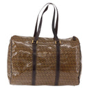 FENDI Zucchino Canvas Boston Tasche beschichtetes Canvas Beige Gold Auth gh2058-2