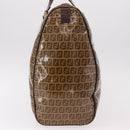 FENDI Zucchino Canvas Boston Tasche beschichtetes Canvas Beige Gold Auth gh2058-3