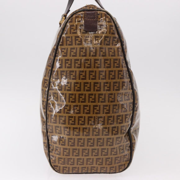 FENDI Zucchino Canvas Boston Tasche beschichtetes Canvas Beige Gold Auth gh2058
