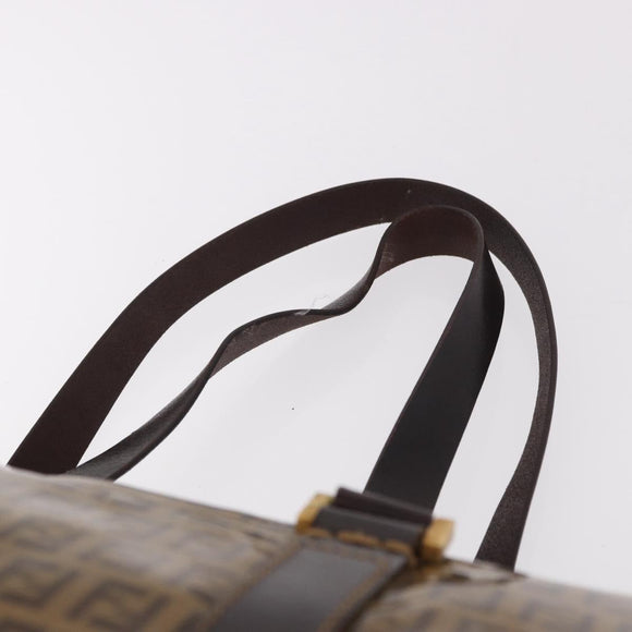 FENDI Zucchino Canvas Boston Tasche beschichtetes Canvas Beige Gold Auth gh2058
