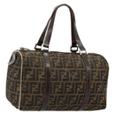 FENDI Zucca Canvas Boston Bag Black Brown Auth gh2059-1