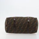 FENDI Zucca Canvas Boston Bag Black Brown Auth gh2059-10