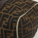 FENDI Zucca Canvas Boston Bag Black Brown Auth gh2059-11