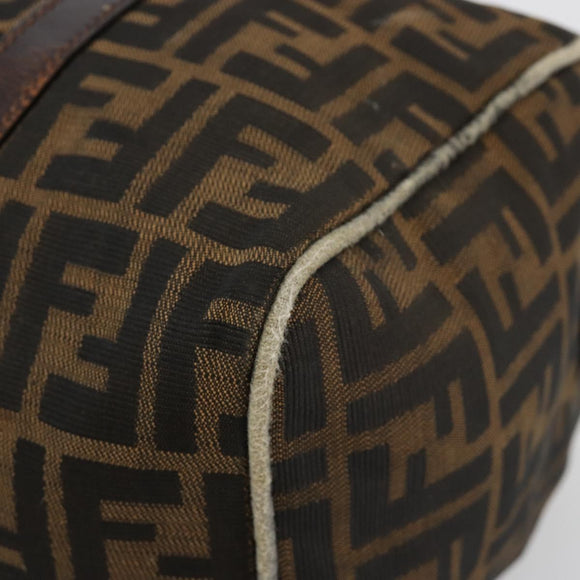 FENDI Zucca Canvas Boston Bag Black Brown Auth gh2059