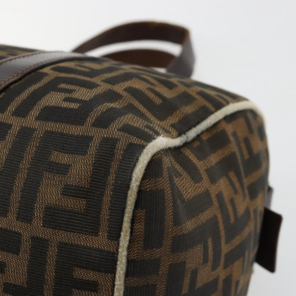 FENDI Zucca Canvas Boston Bag Black Brown Auth gh2059