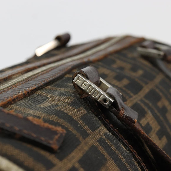FENDI Zucca Canvas Boston Bag Black Brown Auth gh2059
