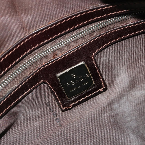 FENDI Zucca Canvas Boston Bag Black Brown Auth gh2059