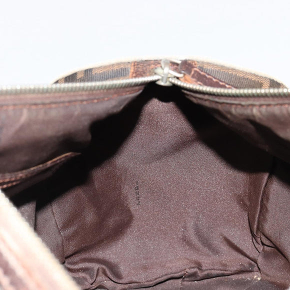 FENDI Zucca Canvas Boston Bag Black Brown Auth gh2059