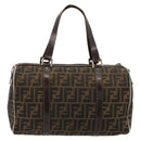 FENDI Zucca Canvas Boston Bag Black Brown Auth gh2059-3