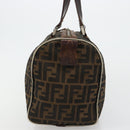 FENDI Zucca Canvas Boston Bag Black Brown Auth gh2059-4