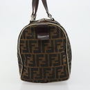 FENDI Zucca Canvas Boston Bag Black Brown Auth gh2059-5