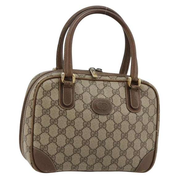 GUCCI GG Supreme Hand Bag PVC Beige Gold 000 39 0030 Auth gh2061