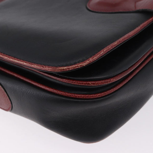 CELINE Schultertasche Leder Schwarz Gold Auth gh2064