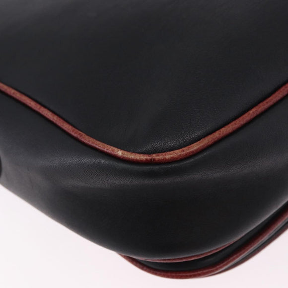 CELINE Schultertasche Leder Schwarz Gold Auth gh2064
