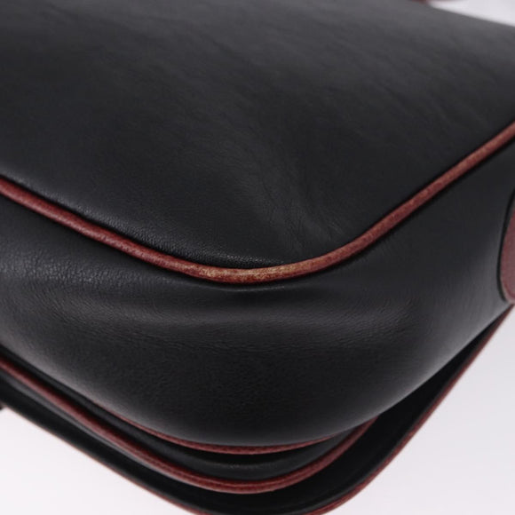 CELINE Schultertasche Leder Schwarz Gold Auth gh2064