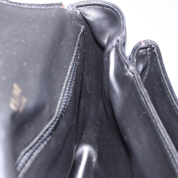 CELINE Schultertasche Leder Schwarz Gold Auth gh2064