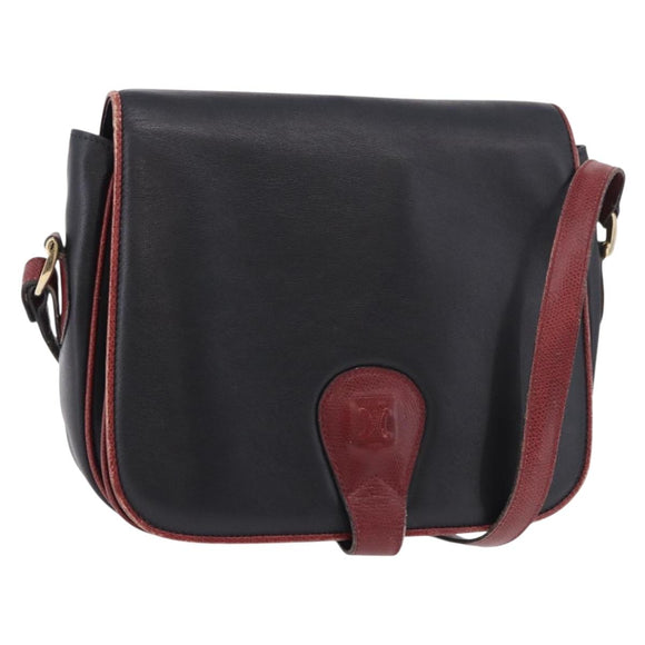 CELINE Schultertasche Leder Schwarz Gold Auth gh2064