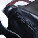 CELINE Schultertasche Leder Schwarz Gold Auth gh2064-23