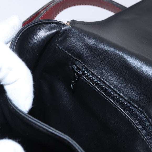 CELINE Schultertasche Leder Schwarz Gold Auth gh2064