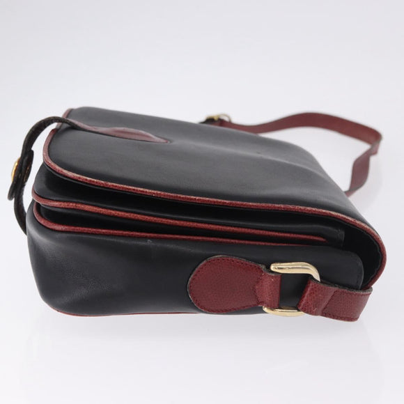CELINE Schultertasche Leder Schwarz Gold Auth gh2064