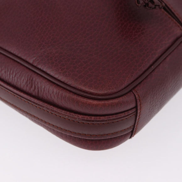 CARTIER Must Line Umhängetasche Leder Bordeaux Gold Auth gh2065