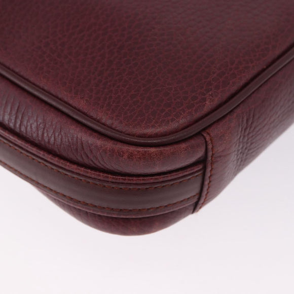 CARTIER Must Line Umhängetasche Leder Bordeaux Gold Auth gh2065