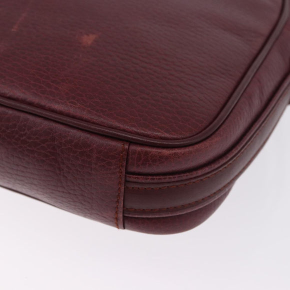 CARTIER Must Line Umhängetasche Leder Bordeaux Gold Auth gh2065