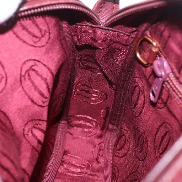 CARTIER Must Line Umhängetasche Leder Bordeaux Gold Auth gh2065