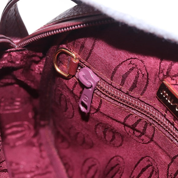 CARTIER Must Line Umhängetasche Leder Bordeaux Gold Auth gh2065