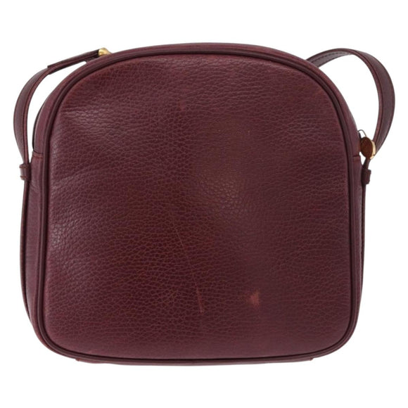 CARTIER Must Line Umhängetasche Leder Bordeaux Gold Auth gh2065