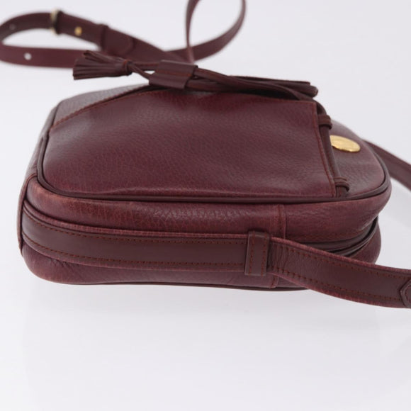 CARTIER Must Line Umhängetasche Leder Bordeaux Gold Auth gh2065