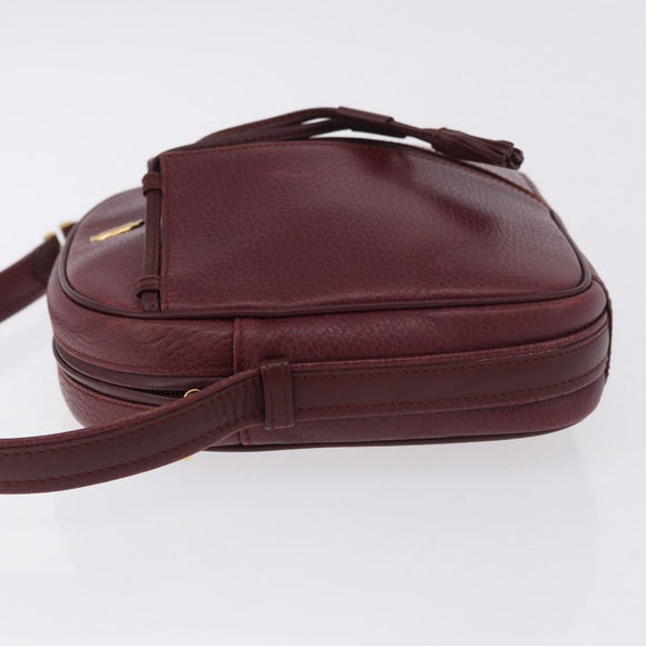 CARTIER Must Line Umhängetasche Leder Bordeaux Gold Auth gh2065