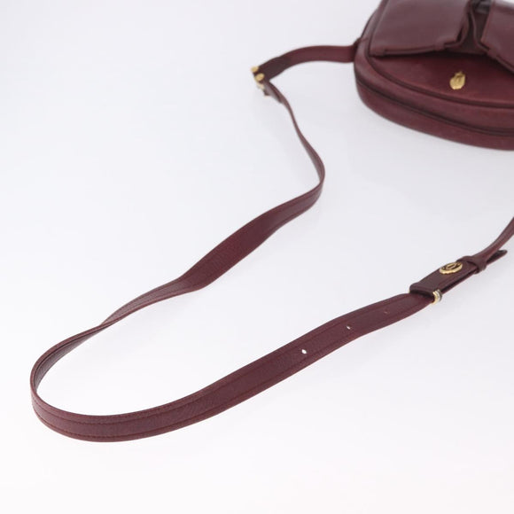 CARTIER Must Line Umhängetasche Leder Bordeaux Gold Auth gh2065