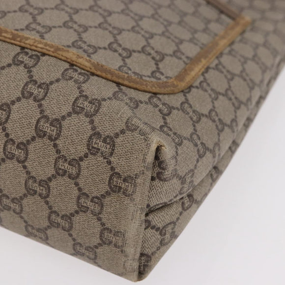 GUCCI GUCCI Plus Supreme Web Sherry Line Tote Bag PVC Beige Gold Auth gh2067