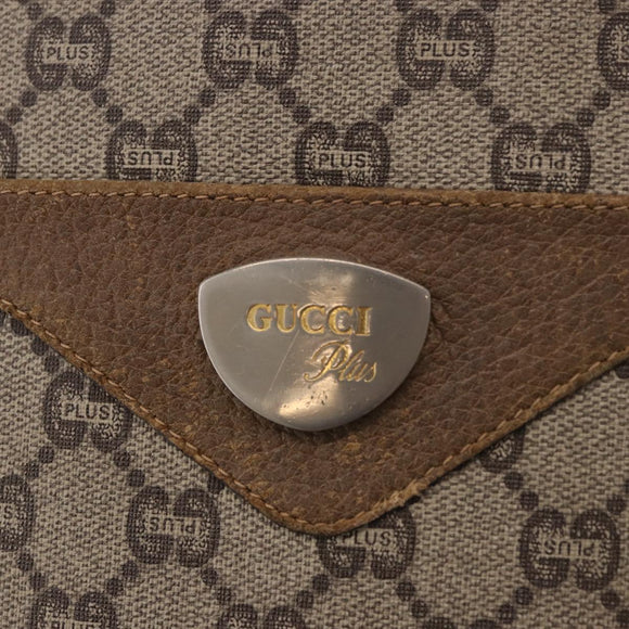 GUCCI GUCCI Plus Supreme Web Sherry Line Tote Bag PVC Beige Gold Auth gh2067