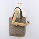 GUCCI GUCCI Plus Supreme Web Sherry Line Tote Bag PVC Beige Gold Auth gh2067-22