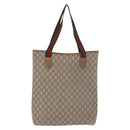 GUCCI GUCCI Plus Supreme Web Sherry Line Tote Bag PVC Beige Gold Auth gh2067-2