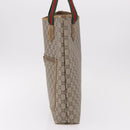 GUCCI GUCCI Plus Supreme Web Sherry Line Tote Bag PVC Beige Gold Auth gh2067-3