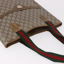 GUCCI GUCCI Plus Supreme Web Sherry Line Tote Bag PVC Beige Gold Auth gh2067-8