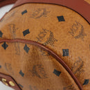 MCM Vicetos Logogram Boston Bag PVC Leather Brown Gold Auth gh2068-15