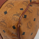 MCM Vicetos Logogram Boston Bag PVC Leather Brown Gold Auth gh2068-16