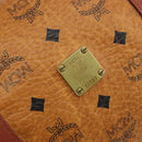 MCM Vicetos Logogram Boston Bag PVC Leather Brown Gold Auth gh2068-12