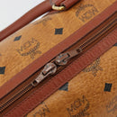 MCM Vicetos Logogram Boston Bag PVC Leather Brown Gold Auth gh2068-10