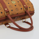 MCM Vicetos Logogram Boston Bag PVC Leather Brown Gold Auth gh2068-7