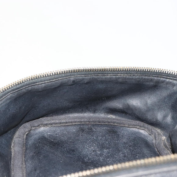 CHANEL Vanity Hand Bag Caviar Skin Black Gold CC Auth gh2069