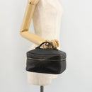 CHANEL Vanity Hand Bag Caviar Skin Black Gold CC Auth gh2069-23