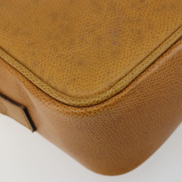 CELINE Shoulder Bag Leather Yellow Gold Auth gh2070