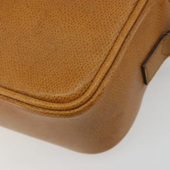 CELINE Shoulder Bag Leather Yellow Gold Auth gh2070